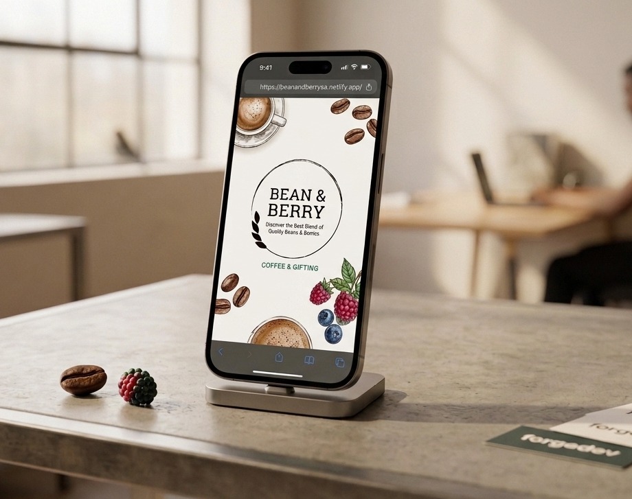 Bean and Berry online store shown on a phone